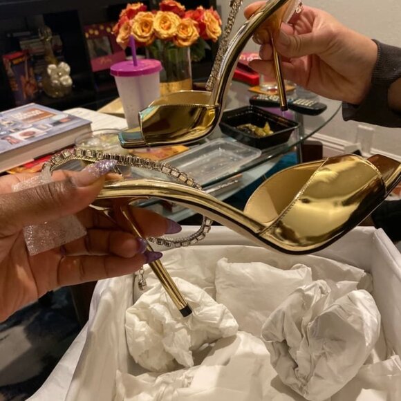 Jimmy Choo gold high-heeled sandals - Picture 3 of 6